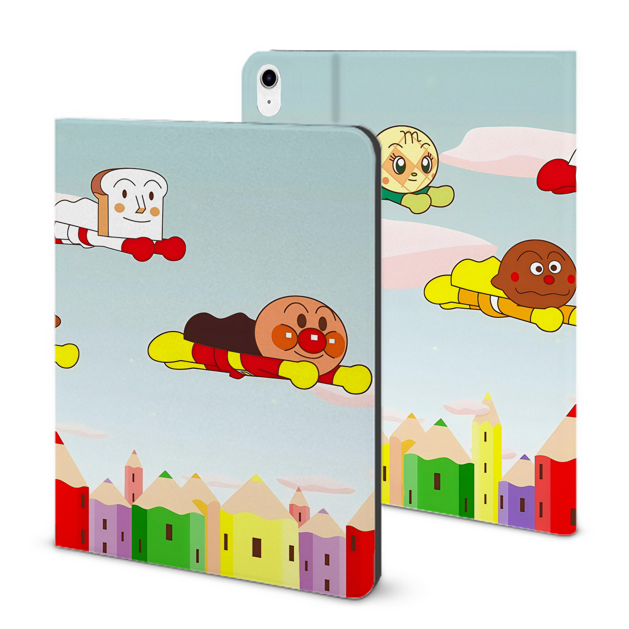 （画像用） アンパンマン Anpanman IPad ケース ブック型 PUレザー TPU 耐衝撃 軽量 薄型 ペン収納なし 全面保護 IPad 各モデル対応